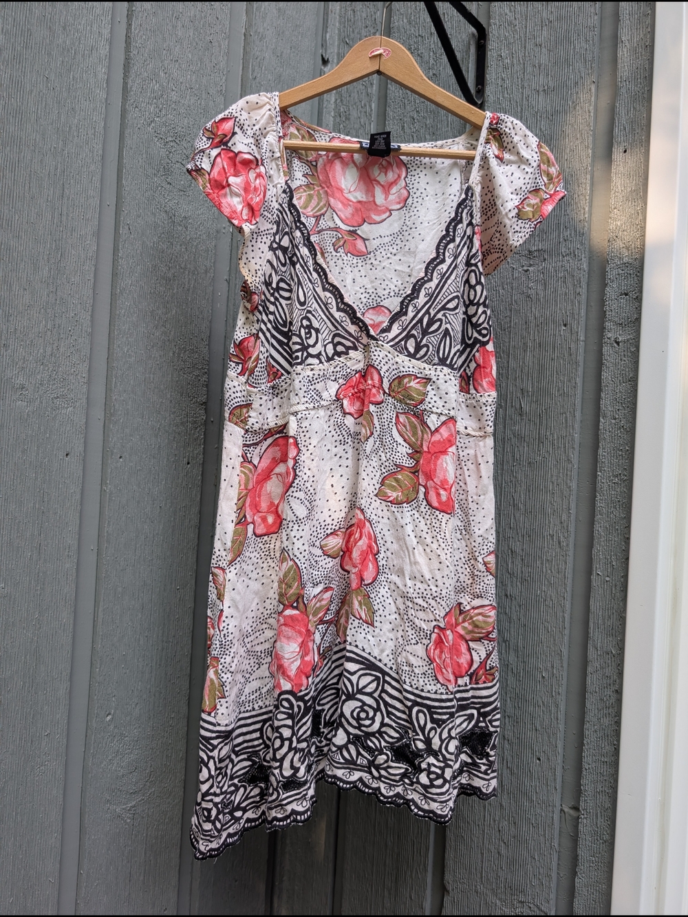 Angie Cream Mini Dress with Pink Floral Print